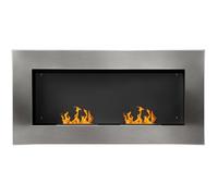 Cheminée bioéthanol - HOMCOM - murale encastrable brûleur 2x0,9 L durée 3 h - acier inox - 110x14x54cm - argent