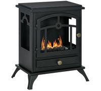 Cheminée bioéthanol sur pied style néo-rétro poêle 1 brûleur 1,2 L dim. 45L x 28l x 54H cm couverture 20-25 m² acier noir Noir G