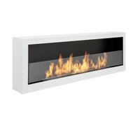 Cheminée bioéthanol murale BOX 120 cm. Cheminee ethanol blanche avec verre