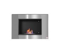 HOMCOM Cheminée bioéthanol Murale encastrable brûleur 0,9 L, environ 3 h de durée de combustion 80L x 14l x 54H cm Couverture 25-30 m² Acier inox
