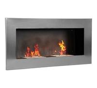 HOMCOM insert cheminée Cheminée bioéthanol Murale encastrable brûleur 2*1.5 L, 110L x 14l x 54H cm Couverture 25-30 m² Acier inox Aosom France