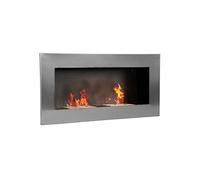 Cheminée bioéthanol murale design Bauhaus - double brûleur 3 L - dim. 110L x 14l x 54H cm - couverture 25-30 m² - acier inox. brossé
