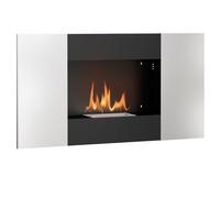 Cheminée Bioéthanol Murale Encastrable 0 9L en Acier Inoxydable Foyer Bio Éthanol Sans Conduit Noir et Argent 100x15x54 cm 0.9L