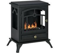 HOMCOM Cheminée bioéthanol sur Pied, brûleur 1,2 L, environ 3 h de durée de combustion Dim. 45L x 28l x 54H cm Acier Noir