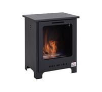 HOMCOM Cheminée bioéthanol sur Pieds brûleur 1,5 L, 3h de durée de combustion Style néo-rétro poêle dim. 40L x 30l x 50H cm Couverture 20-25 m² Noir