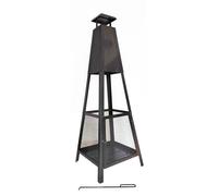 Cheminée Brasero Usage Extérieur Kekai Akita Totem 40x40x140 cm Design Pyramidale en Acier et Tisonnier