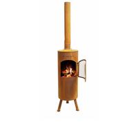 Cheminée de Jardin BonGiano LP Rouille BonFeu 30x30x153 cm - Grille de Barbecue - Couvercle - Tisonnier et Pare-Étincelles - Brasero pour Jardin