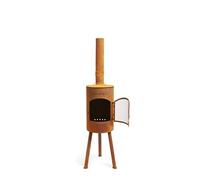 Cheminée de Jardin BonGiano SP Rouille BonFeu 30x30x142 cm - Grille de Barbecue - Couvercle - Tisonnier et Pare-Étincelles - Brasero pour Jardin