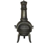 MonsterShop Cheminée de jardin en fonte – Noir – Pare-étincelles, housse et tisonnier