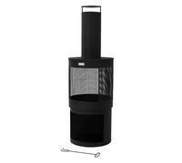 Cheminée de jardin rond poêle de terrasse foyer d'extérieur 131x45 cm noir acier