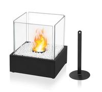 Cheminée de Table au Bioéthanol - UISEBRT - Foyer de Table Portable - Verre Trempé et Acier Inoxydable