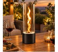 Cheminée de Table Bioéthanol HOMEFIRE Cylindrique Verre Borosilicate 350 ml Poêle à Alcool pour Intérieur et Extérieur Noir