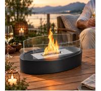 Cheminée de Table Bioéthanol HOMEFIRE en Forme de Bateau Verre Borosilicate Poêle à Alcool pour Intérieur et Extérieur Noir