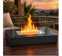 Cheminée de Table Bioéthanol HOMEFIRE Rectangulaire 2 Vitres en Verre Borosilicate Poêle à Alcool pour Salon