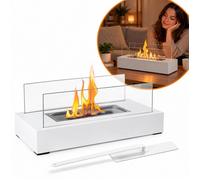 Cheminée de Table Éthanol Portable - Vantory - Brasero Métal Rectangulaire Sans Fumée Chauffage Bio pour Jardin Terrasse Balcon