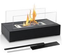 Cheminée de table moderne au bioéthanol - Flamme sans fumée - Cheminées au bioéthanol - Bougeoir de table - Bougeoir résistant au vent - Noir - Décoration d'intérieur et d'extérieur