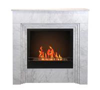 Cheminée de terre bioéthanol divine Bellini en bois effet marbre blanc fabriquée