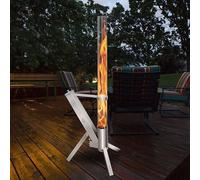 Cheminée d'extérieur, brasero à pellets avec un tube en verre de 100x8 cm, colonne décorative pour créer une ambiance chaleureuse, idéale pour le jardin et la terrasse