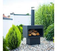 Cheminée d'extérieur cylindrique en acier noir BALI 100x40 cm