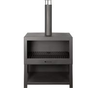 Cheminée d'extérieur en acier avec bûcher intégré - Noir - L 75,9 x P 38,3 x H 134,8 cm