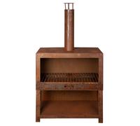 Cheminée d'extérieur en acier avec bûcher intégré - Rouillé - L 75,9 x P 38,3 x H 134,8 cm