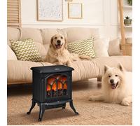 Cheminée électrique à Effet de Flamme poêle Style rétro Thermostat 750-1500 W Anti surchauffe Noir