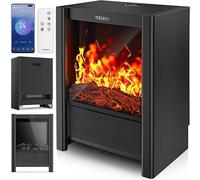 Cheminée électrique avec chauffage et télécommande, 2000W, application WiFi | Cheminée électrique avec effet de flamme LED et écran LCD | Foyer électrique avec thermostat et minuterie | Poêle électriq