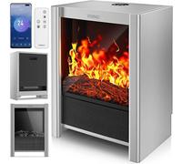 Cheminée électrique avec chauffage et télécommande, 2000W, application WiFi | Cheminée électrique avec effet de flamme LED et écran LCD | Foyer électrique avec thermostat et minuterie | Poêle électriq