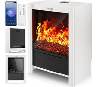 Cheminée électrique avec chauffage et télécommande, 2000W, application WiFi | Cheminée électrique avec effet de flamme LED et écran LCD | Foyer électrique avec thermostat et minuterie | Poêle électriq