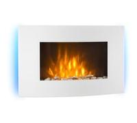 Cheminée électrique avec simulation de flammes - Klarstein Lausanne - Chauffage réglable 1000W / 2000W - Télécommande - Design blanc Blanc G