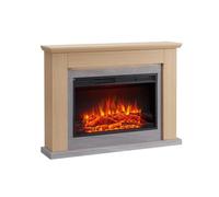 Cheminée électrique BALDERIA Typhon - Cheminée sur pied chauffage 2000 W - Marron clair