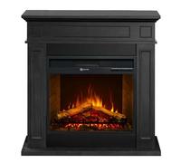Cheminée électrique cheminée au sol JEFFERSON en bois noir L 89,5 x H90,5 x P28