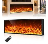 Cheminée Électrique de 31,5 Pouces pour Salons et Décoration Murale | Effet de Flamme LED 3D sans Chauffage, Taille Réglable et Télécommande avec Design Encastrable Intégré