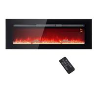 Cheminée électrique - HOMCOM - 1800 W - avec effet flamme en LED - 3 couleurs et 5 luminosités - 127 cm - montage mural/encastrable