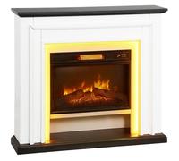 HOMCOM Cheminée Électrique 1800W Lumières LED RGB Manteau Noir Blanc | Effet Flamme à 3 Niveaux de Luminosité, Fausse Cheminée Décorative, Thermostat, Télécommande, Minuterie, Jusqu'à 30 m²