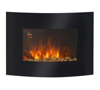 HOMCOM Cheminée électrique Murale éclairages latéraux LED Design Avant-gardiste Affichage LED avec télécommande et minuterie 900/1800 W luminosité réglable Noir