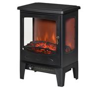 HOMCOM Cheminée Électrique Poêle Style Néo-rétro 900-1800 W Acier ABS Noir | Simulation Flammes LED, Luminosité Réglable