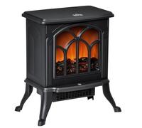 HOMCOM Cheminée électrique poêle rétro Effet flamme LED Thermostat anti-surchauffe 750–1500 W Noir