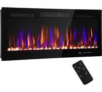 Cheminée électrique - Insert de cheminée - 127 cm - 1 800 W - Thermostat 10–32 °C - Chauffe 15–30 m² - Minuterie et télécommande - Noir