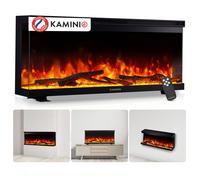 Kaminio Cheminée électrique LEA – 3-en-1, vue panoramique, chauffage, 12 couleurs – 36 pouces