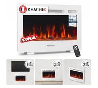 Cheminée Électrique KAMINIO® Marlon Pro 24 - Effet Flamme LED 3D Chauffante 900/1800W Blanc
