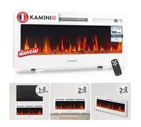 Cheminée Électrique KAMINIO® Marlon Pro 42 - Effet Flamme LED 3D Chauffante 900/1800W Blanc