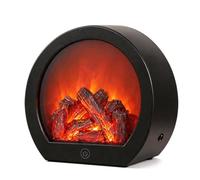 Cheminée électrique LED avec effet flamme, cheminée décorative, ronde | Cheminée électrique, sans chauffage, effet flamme réaliste, simulation de cheminée, cheminée de table