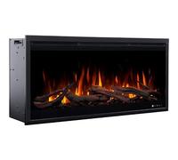 Cheminée Électrique LED Royal 3D 120 Encastrable, avec Audio, avec Effets de Flammes Réalistes, Son Intégré, Compatible Alexa, Noir + Fonction de Chauffage (120x48x22) AFLAMO