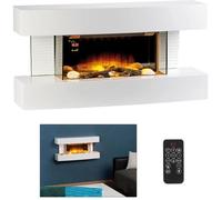 Carlo Milano – Cheminée électrique murale Tirari – 2000 W – Effet flammes 3D – Blanc