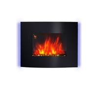 HOMCOM Cheminée électrique Murale éclairages latéraux LED Design Avant-gardiste Affichage LED avec télécommande et minuterie 900/1800 W luminosité réglable Noir