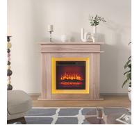 Cheminée électrique murale en chêne avec LED - flammes 3D réalistes - réglage de la couleur et de la luminosité - design moderne