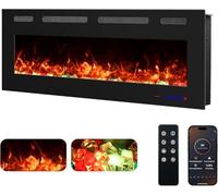 Cheminée électrique Murale Weka Fireplace WiFi, Profondeur 7,5 cm, Verre trempé, télécommande et écran Tactile, Puissance de Chauffage 750/1500 W, Effet de Flamme réglable (107 cm App New)