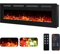 Cheminée électrique Murale Weka Fireplace WiFi, Profondeur 7,5 cm, Verre trempé, télécommande et écran Tactile, Puissance de Chauffage 750/1500 W, Effet de Flamme réglable