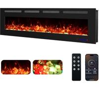 Cheminée électrique Murale Weka Fireplace WiFi, Profondeur 7,5 cm, Verre trempé, télécommande et écran Tactile, Puissance de Chauffage 750/1500 W, Effet de Flamme réglable (152 cm App New)